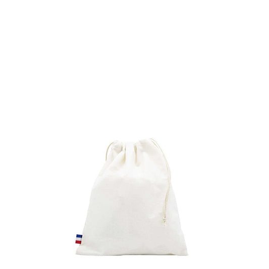 Pochon en coton recyclé GRS beige – taille moyenne, vue de face