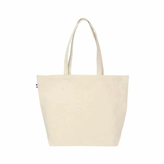 Sac cabas en coton bio GOTS beige, grand format, fabriqué en France, élégant et durable