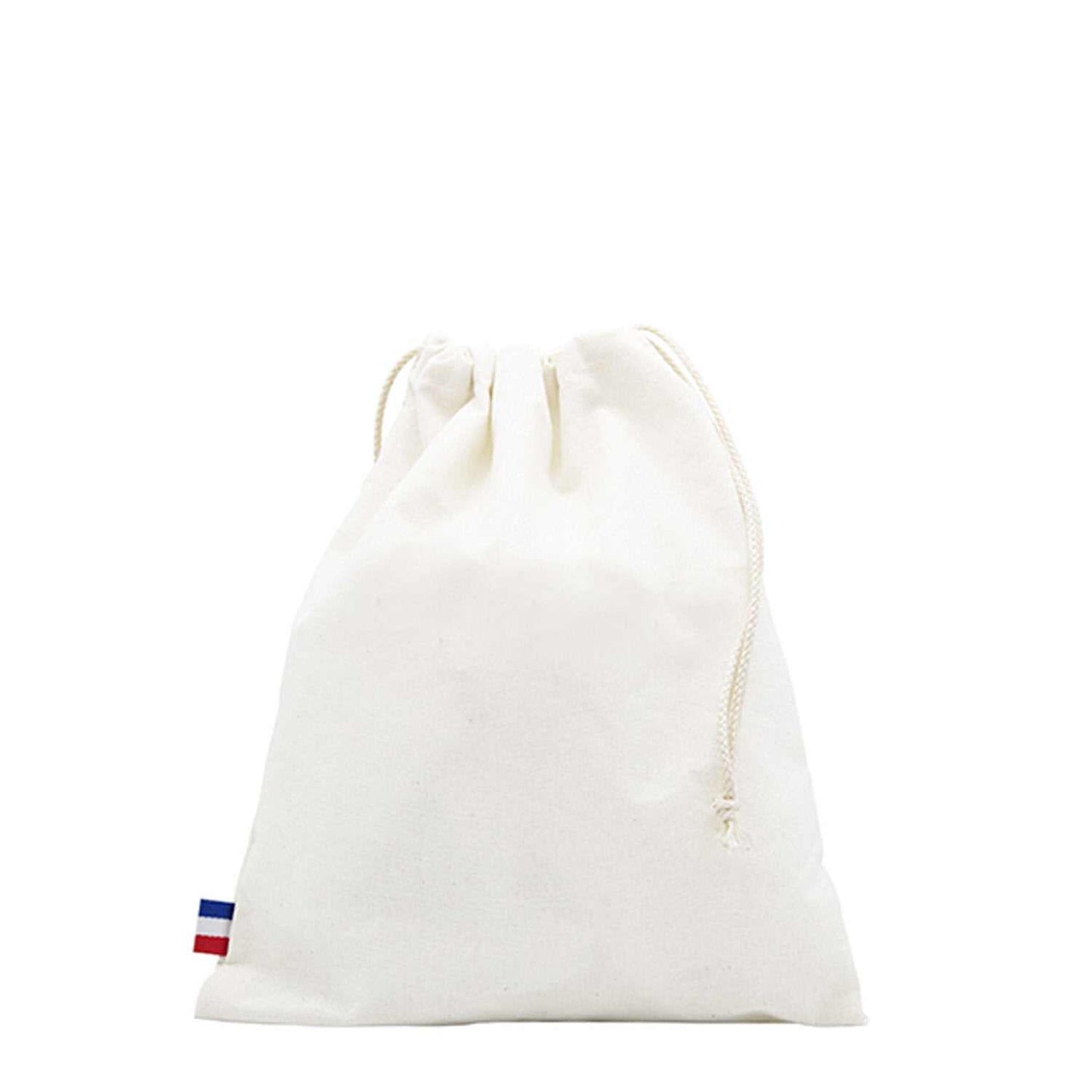 Pochon en coton recyclé GRS beige – taille moyenne, vue de face