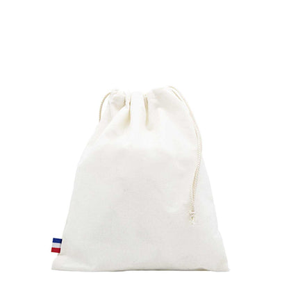 Pochon en coton recyclé GRS beige – taille moyenne, vue de face
