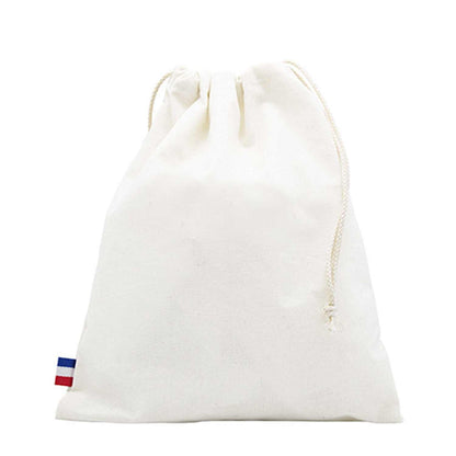 Pochon en coton recyclé GRS beige – taille moyenne, vue de face